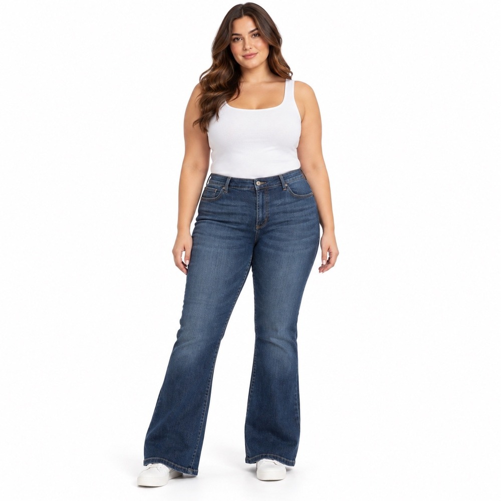 St. John's Bay Womens 24W Bootcut Leg Jeans Blue Mid Wash Stretch Denim